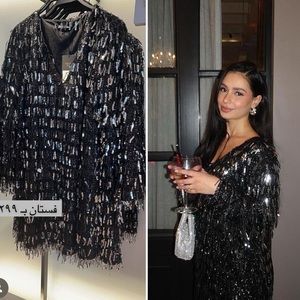 Zara Blogger Favorite Fringed Sequin Mini Dress